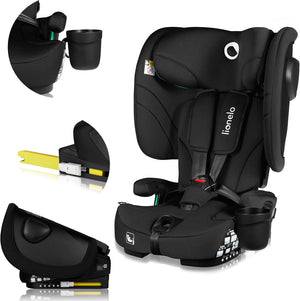 Lionelo nelly i-size autostoel met isofix - 1.5 tot 12 jaar (76-150 cm 9 - 36 kg groep 1 2 3) opvouwbare autostoeltje - extra brede zijbescherming - 5 punts gordel - lichtgewicht - top tether alarm - beensteun - bekerhouder - voor kind peuter