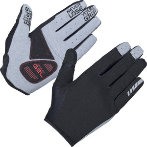 Gripgrab - shark padded lange vinger zomer mtb gravel fietshandschoenen met padding - zwart - unisex - maat s