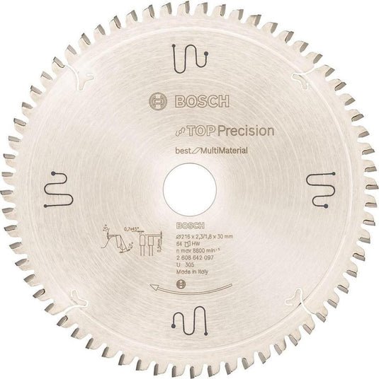 Bosch - cirkelzaagblad top precision best for multi material 216 x 30 x 2,3 mm, 64
