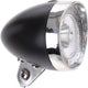 Simson voorvorkkoplamp Classic Mini zwart incl. bat. op kaart