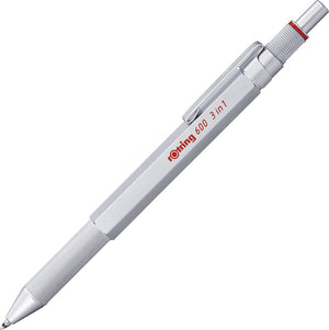 Rotring 300 3-in-1 multipen - balpen en vulpotlood - 0,5 mm - balpenpunten met zwarte en rode inkt - zilveren behuizing