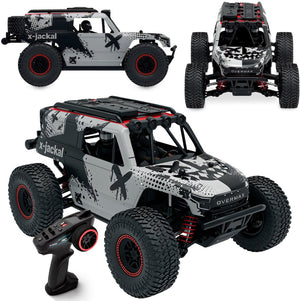 Overmax x-jackal rc auto - monster truck 4x4 – rc car 1:20 – tot 30 km u – 370 brushed motor – led verlichting (5 kleuren) – versterkt chassis – veervering – rtr – li-ion 7,4v 600 mah – offroad radiografische auto