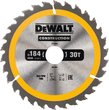 Dewalt dt1942-qz - cirkelzaagblad - 184mm - 30t - voor hout