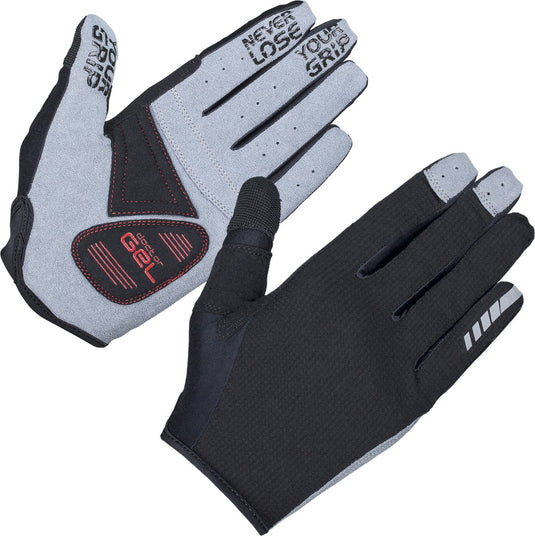 Gripgrab - shark padded lange vinger zomer mtb gravel fietshandschoenen met padding - zwart - unisex - maat s