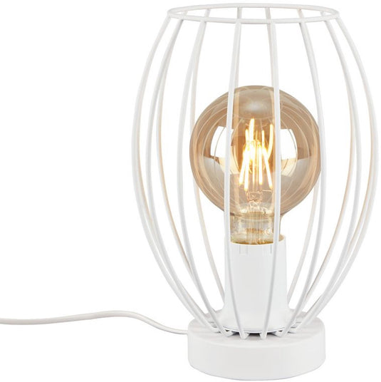 B.k.licht briloner - kago - tafellamp - snoerschakelaar - draadkap - 1xe27 - 25w - wit - metaal