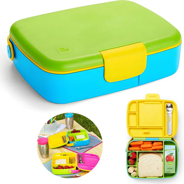 Munchkin - bento lunch box - broodtrommel - broodtrommel voor kinderen - inclusief rvs bestek - vaatwasserbestendig - vanaf 18 maanden - groen blauw
