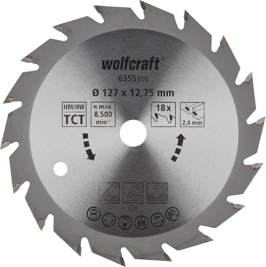 Wolfcraft - cirkelzaagblad 127mm - 18 tanden - 12,75 m boring - voor cirkelzaag - 6355000
