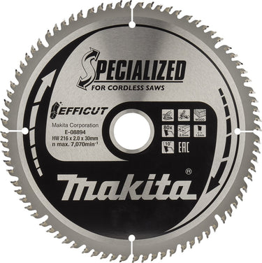 Makita e-08894 afkortzaagblad hout | efficut | 216 x 30 mm | 80-tands