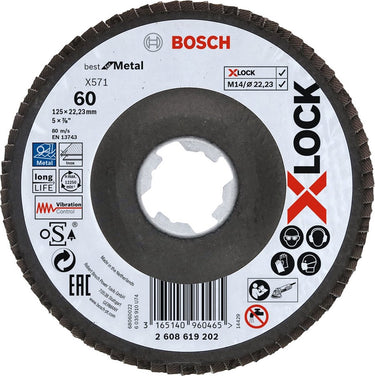 Bosch pro x571 x-lock fächerschleifscheibe 125 mm g60 - 2608619202