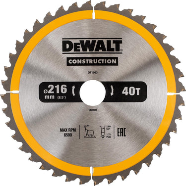 Dewalt dt1953-qz serie - cirkelzaagblad - 216mm - 40 tanden - voor hout en composiet