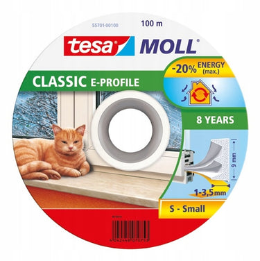 Tesa - moll serie - witte rubber tochtstrip - 100m - e-profiel