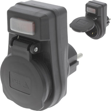 Q-link stekker ã¢â‚¬â€œ randaarde ã¢â‚¬â€œ met schakelaar verlicht ã¢â‚¬â€œ ip44 ã¢â‚¬â€œ zwart