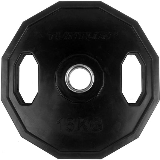 Tunturi olympische halterschijf - halter gewichten - 1x 15 kg - 50mm - rubber - incl. gratis fitness app