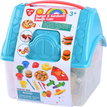 Playgo hamburger en sandwich kleiset in opbergdoos - 4 kleipotjes
