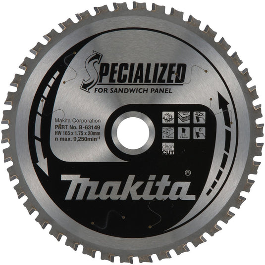 Makita cirkelzaagblad voor sandwichpaneel | specialized | ø 165mm asgat 20mm 42t - b-63149