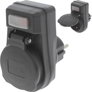 Q-link stekker ã¢â‚¬â€œ randaarde ã¢â‚¬â€œ met schakelaar verlicht ã¢â‚¬â€œ ip44 ã¢â‚¬â€œ zwart