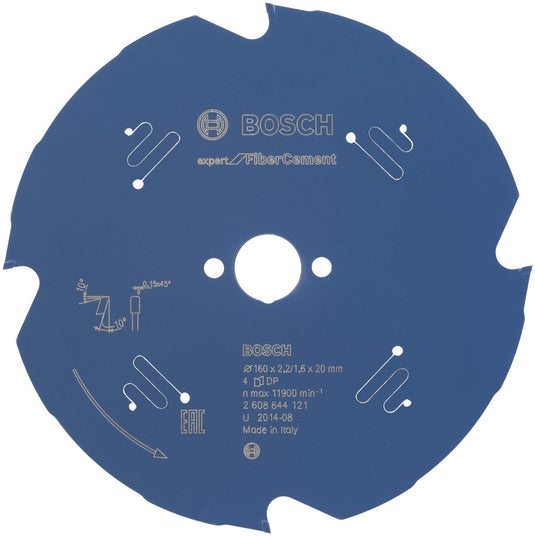 Bosch 2608644121 cirkelzaagblad expert fiber cement vezelbeton 160x20 - 4 tanden