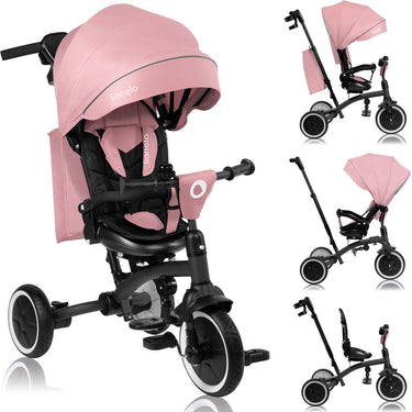 Lionelo tris plus driewieler 2in1 – kinderwagen driewieler – 360° draaibare zitting – vanaf 9 maanden tot 5 jaar (25 kg) – grote pu anti-lek wielen – verstelbare rugleuning – ouderstuur – vrijloopfunctie – inclusief accessoireset