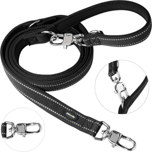 Peluvio amigo – hondenriem 2,2 m – 2,5 cm breed – verstelbaar – reflecterend – nylon – zwart – maat l – voor grote en zeer grote honden
