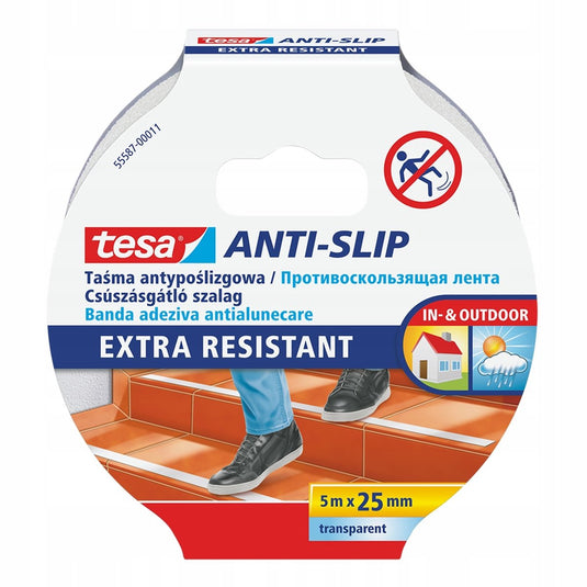 Tesa serie - antisliptape - 5m x 25mm - transparant - pvc acryl