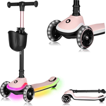 Lionelo mey kinderstep – led-verlichting in wielen voetplateau – inklapbaar stuur – antislip deck – mandje – abec-7 lagers – 4 hoogteposities – tot 50 kg – vanaf 3 jaar – ergonomisch – rem – direct gebruiksklaar