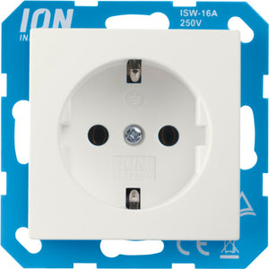 Ion industries stopcontact met randaarde - e1 alpin wit glanzend (10.302.014) - wandcontactdoos