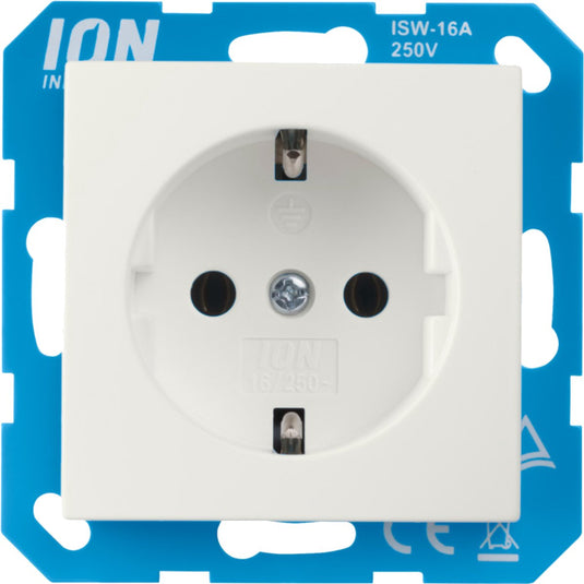 Ion industries stopcontact met randaarde - e1 alpin wit glanzend (10.302.014) - wandcontactdoos