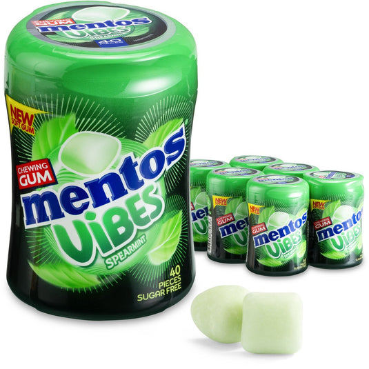 Mentos gum vibes spearmint - kauwgom - suikervrij - 6x40stuks