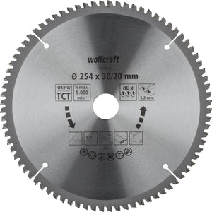 Wolfcraft - zaagblad 254x30mm voor afkortzaag - 80 tanden - verstekzaag - serie lila - 6543000
