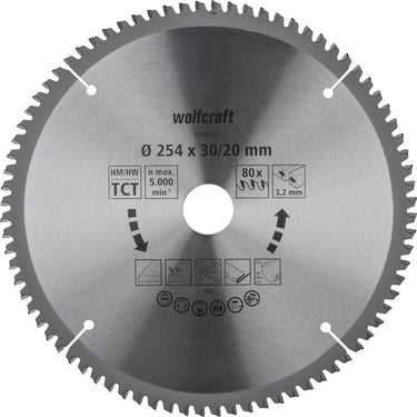 Wolfcraft - zaagblad 254x30mm voor afkortzaag - 80 tanden - verstekzaag - serie lila - 6543000