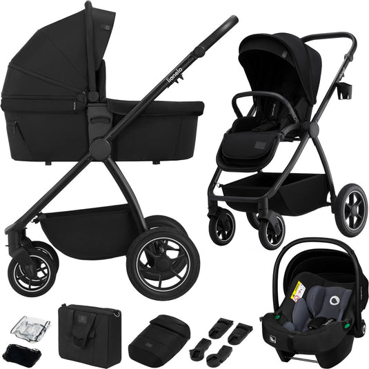 Lionelo meril 3in1 kinderwagen - buggy – xl reiswieg, wandelwagen adac-gecertificeerd autostoeltje – all-terrain wielen – compleet accessoireset – upf50+