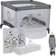 Lionelo bonnie babybox kinderbox 0-36 maanden – opvouwbare speelbox met t25 schuimmatras, zijdeur met ritssluiting, mesh zijkanten, wielen met rem en draagtas – tot 15 kg