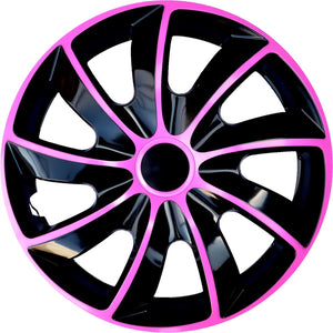 Nrm quad bicolour - wieldoppen 14 - set van 4 stuks kunststof - roze zwart