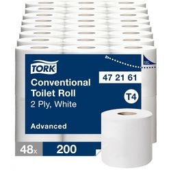 Toiletpapier tork t4 wit 2-laags pak van 48 x 200 vellen