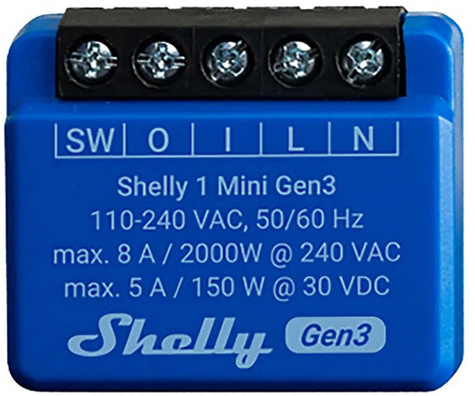 Shelly 1 mini wi-fi bluetooth-controller voor een slimme douaneticasysteem