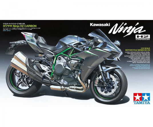 Tamiya modelbouwpakket auto - 14136 kawasaki ninja h2 carbon plastic - 1:12 - modelbouw