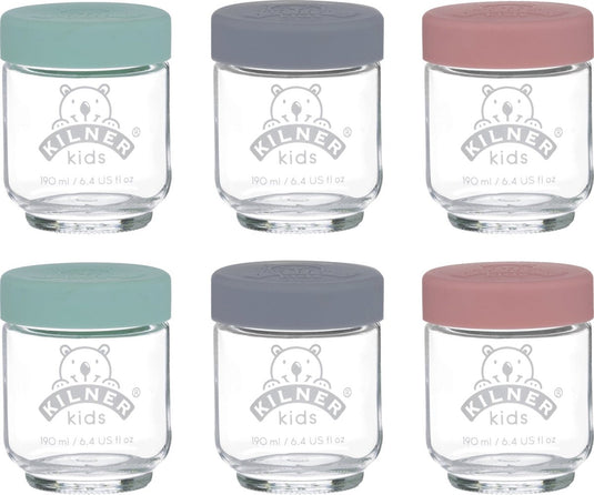 Kilner - set van 6 voorraadpotten voor babyvoeding - glas - silicone deksels - 6 x 190 ml