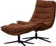 Woood kube draaifauteuil met hocker - chenille stof - bruin