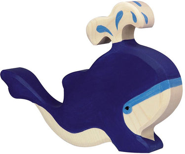 Holztiger zeedieren - blauwe walvis - 20x3x14cm - houten figuur - handgemaakt