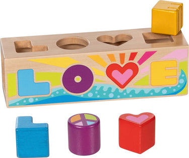 Goki houten sorteerbox vormenstoof love