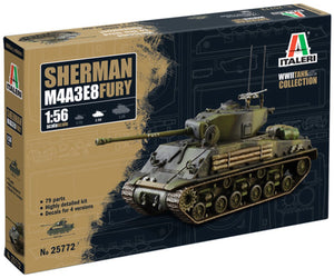 Italeri modelbouwpakket vliegtuigen - 25772 m4a3e8 sherman fury tank wwii plastic - 1:56 - modelbouw