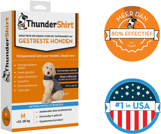 Thundershirt m - nº1 ontspannend vest voor gestreste honden - direct rustgevend - eenvoudig in gebruik - zachte methode