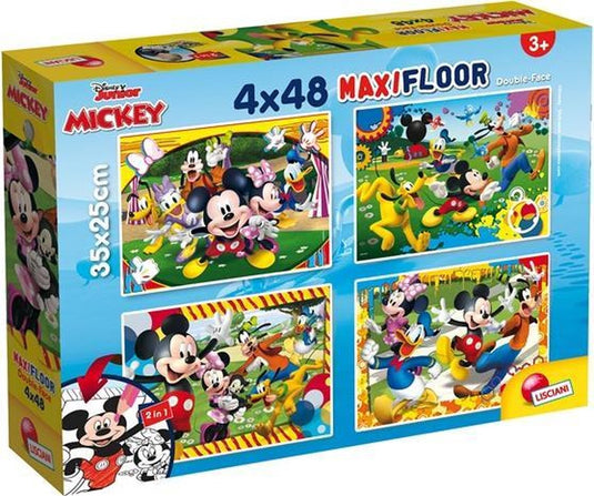 Lisciani - mickey - double face - puzzel maxifloor mickey - 4 x 48 stukjes