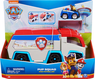 Paw patrol - pup squad patroller-teamvoertuig - speelgoedauto met chase-speelfiguur