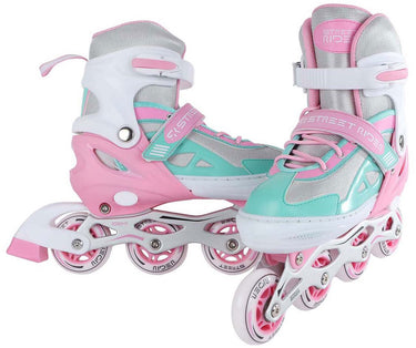 Street rider inline skeelers roze groen verstelbaar, maat 37-40