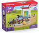 Schleich horse club - paardenbox - met merrie veulen - afneembaar zadel hoofdstel - paarden speelgoed - kinderspeelgoed