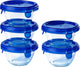 Pyrex - cook go schaal rond met deksel 200 ml set van 5 stuks - transparant blauw