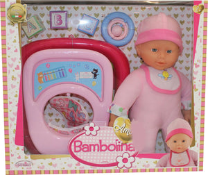 Dimian pop babypop met loopstoeltje en acc - amore - 30 cm.