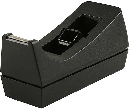 Creativ company plakbandhouder - verzwaard - zwart - kunststof - 7 x 17 cm - met afscheur kartels strip - voor normaal formaat rolletjes