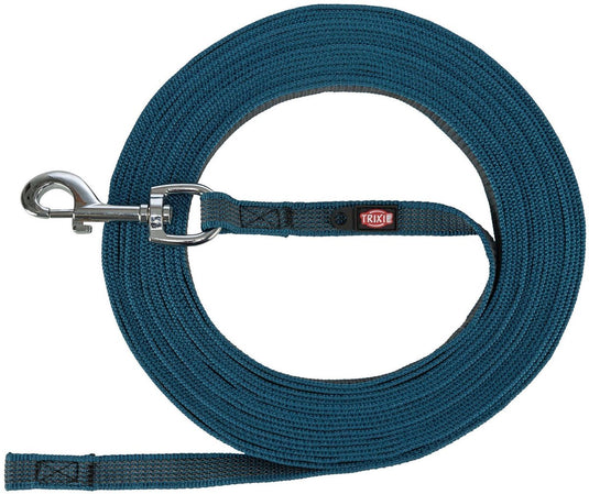 Trixie riem sleeplijn voor hond met rubber anti slip petrol blauw l xl 5 mtr x 1,7 cm